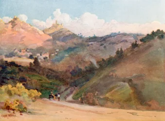 Algemeen zicht op Cintra vanaf de vlakte (kleurenlitho)