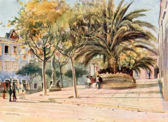 Largo da Rainha d Amelia, Cintra (kleurenlitho)