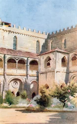 Het klooster van Dom Diniz, Alcobaca (kleurenlitho)