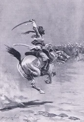Delhi: De belegeraars werden constant aangevallen, juli 1857, illustratie uit Britse gevechten op land en zee, 1915
