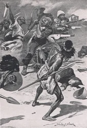 De Slag bij Abu-Klea, 17 januari 1885, illustratie uit British Battles on Land and Sea, 1915