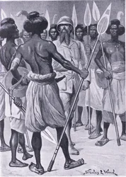 Het type krijger dat Burton ontmoette in Somaliland, illustratie uit Cassells Romance of Famous Lives, ca. 1940