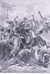 Vrijwillige cavalerie buiten Lucknow, 30 juni 1857, illustratie uit British Battles on Land and Sea, 1915