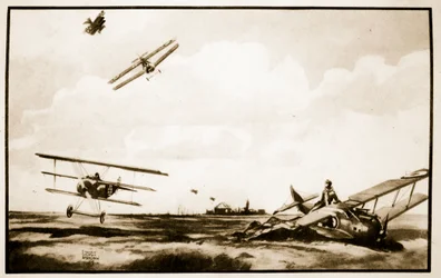 De dood van Richthofen, illustratie uit 