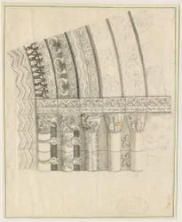 Tutbury Priory Kerk - West Deur: pen en sepia tekening, nd [1762-1802]