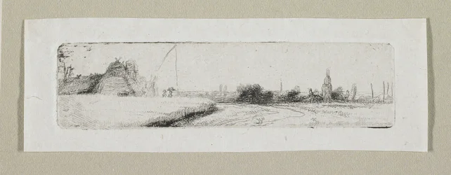 Klein landschap met verafgelegen dorp