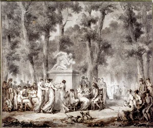 Uitzicht op het Tuilerieën terras in 1807