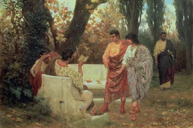 De Romeinse dichter Catullus leest zijn gedicht voor