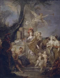 Catharina II als Minerva in de kring van de Muzen