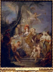 Keizerin Catharina II als Minerva in de kring van de muzen