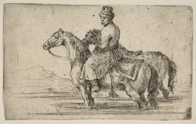Een Poolse Knecht die Paarden Baadt