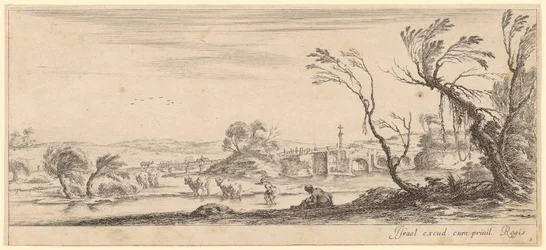 Boerinnen steken een rivier over
