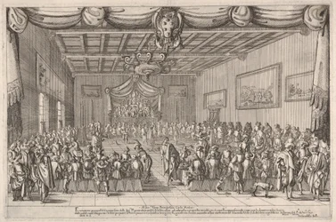 Banket van de Piacevoli, wapen van de Medici bovenaan in het midden