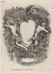 Cartouche met Apollo en Pan