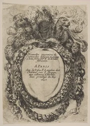 Cartouche met Titel: Nouvelles inventions de Cartouches, 1647