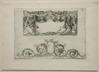 Collectie van verschillende caprices en nieuwe ontwerpen van cartouches en ornamenten: nr. 16