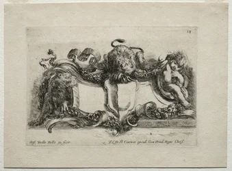 Collectie van verschillende caprices en nieuwe ontwerpen van cartouches en ornamenten: Nr. 18