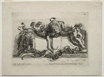 Collectie van verschillende caprices en nieuwe ontwerpen van cartouches en ornamenten: Nr. 18