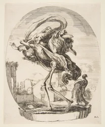 De dood voert een vrouw weg, uit De vijf doden, ca. 1648