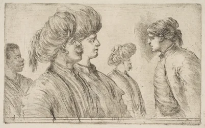Vier Turken en een zwarte man, ca. 1662.