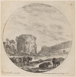 Landschap met antieke ruïnes