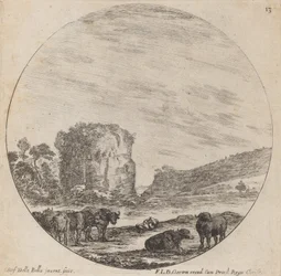 Landschap met antieke ruïnes