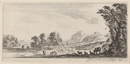 Landschap met Herder die zijn Kudde Bewaakt, in of voor 1647