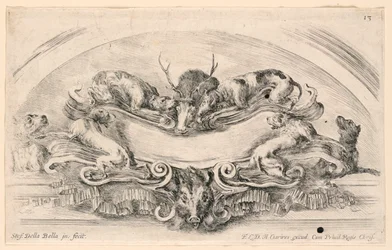 Lunet met Wapenschilden, No. 13 uit "Raccolta di varii cappriccii et nove inventioni di cartelle et ornamenti"