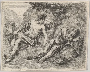 Mercurius en Argus, uit het spel van Mythologie Jeu de la Mythologie, 1644