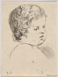Plaat 12: hoofd van een kind, uit Het boek om te leren tekenen Livre pour apprendre..., ca. 1649