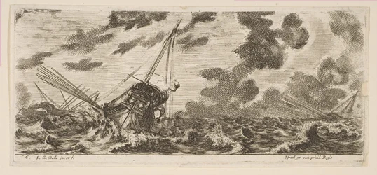 Drie schepen in een storm, ca. 1646-47