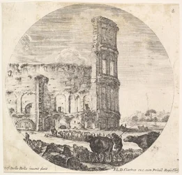 Plaat 8: het Colosseum, twee kuddes worden naar het amfitheater geleid..., ca. 1643-48
