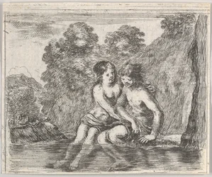 Salmacis en Hermafrodiet, uit Spel van Mythologie Jeu de la Mythologie