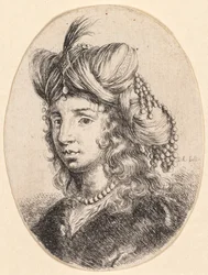 Meerdere Hoofden in Perzische Stijl: Portret, Sultana met een Parelketting en een Tulband
