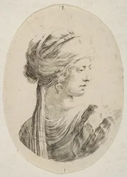 Sultana met een tulband, in profiel naar rechts, uit 