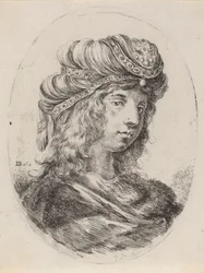 Sultane in een gestreepte tulband, naar rechts gedraaid, 1649-1650