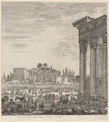 Tempel van Antoninus en het Campo Vaccino, 1656