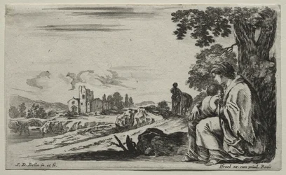 Verschillende Figuren en Landschappen: Een Arme Verpleegster Zittend onder een Boom
