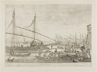 Uitzicht op vestingwerken, uit Zichten op de haven van Livorno