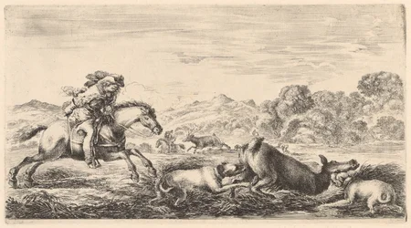 Twee honden brengen een hinde ten val