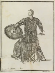 Een sjamaan. Uit Beschrijving van het land Kamtsjatka, ca. 1750