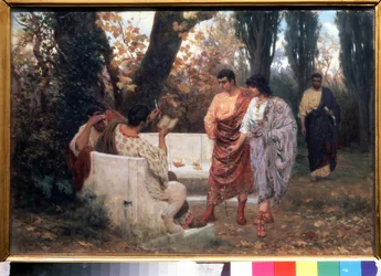 De Romeinse dichter Catullus leest zijn gedicht. Schilderij van Stepan Vladislavovich Bakalovich
