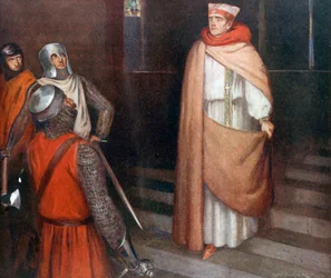 Het martelaarschap van de heilige Thomas (kleurenlitho)