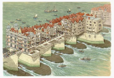Oude London Bridge (centraal deel), ca. 1580-1600