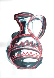 Vessel V, 2016 (oliepastel  textielverf op papier)
