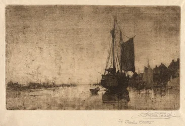 Rivierscène met schip