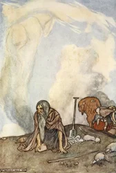 Het witte paard was uit hun ogen verdwenen als een krans van mist, illustratie uit 