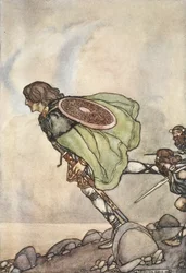 Ze joegen hem door heuvel en vlakte, illustratie uit 