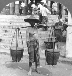 De veelgebruikte drager van Birma, Rangoon, 1908