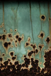 Blauwgroen met roestpatina